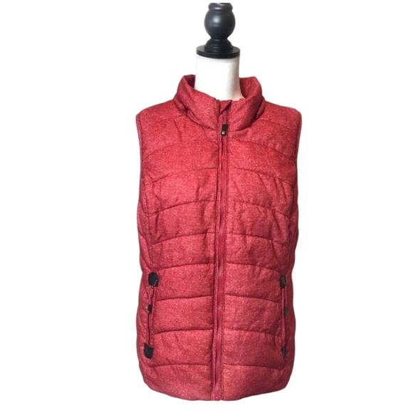 Green Tea Women’s Faux Fur Lined Puffer Vest with Zippered Pockets Large Flaw - Picture 1 of 10